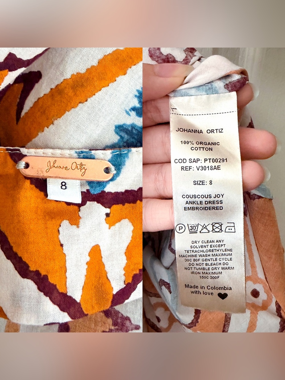 Johanna Ortiz Couscous Joy Midi Dress Shells Print 8 EUC - Picture 6 of 8